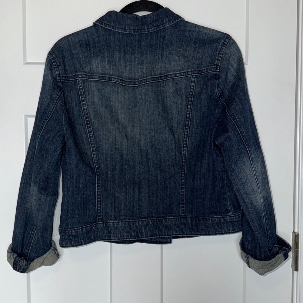 Elle Dark Wash Cuff Sleeve Denim Jacket - Picture 2 of 3